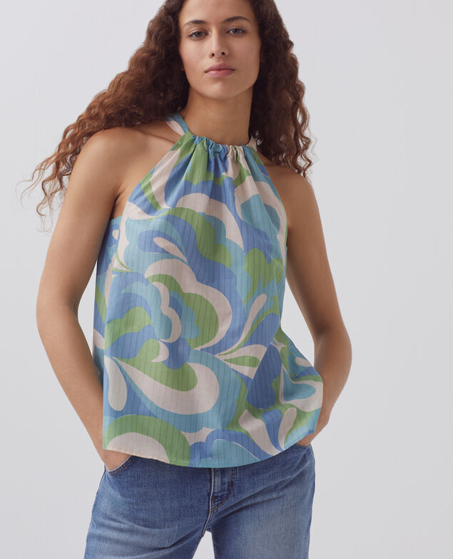Halter neck top H643 anemone blue