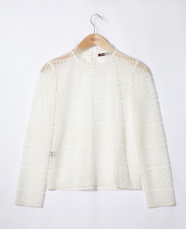 Openwork lace blouse White
