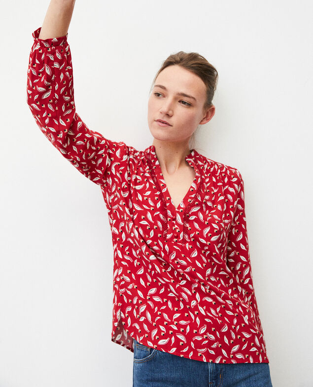 Henley blouse Earth red