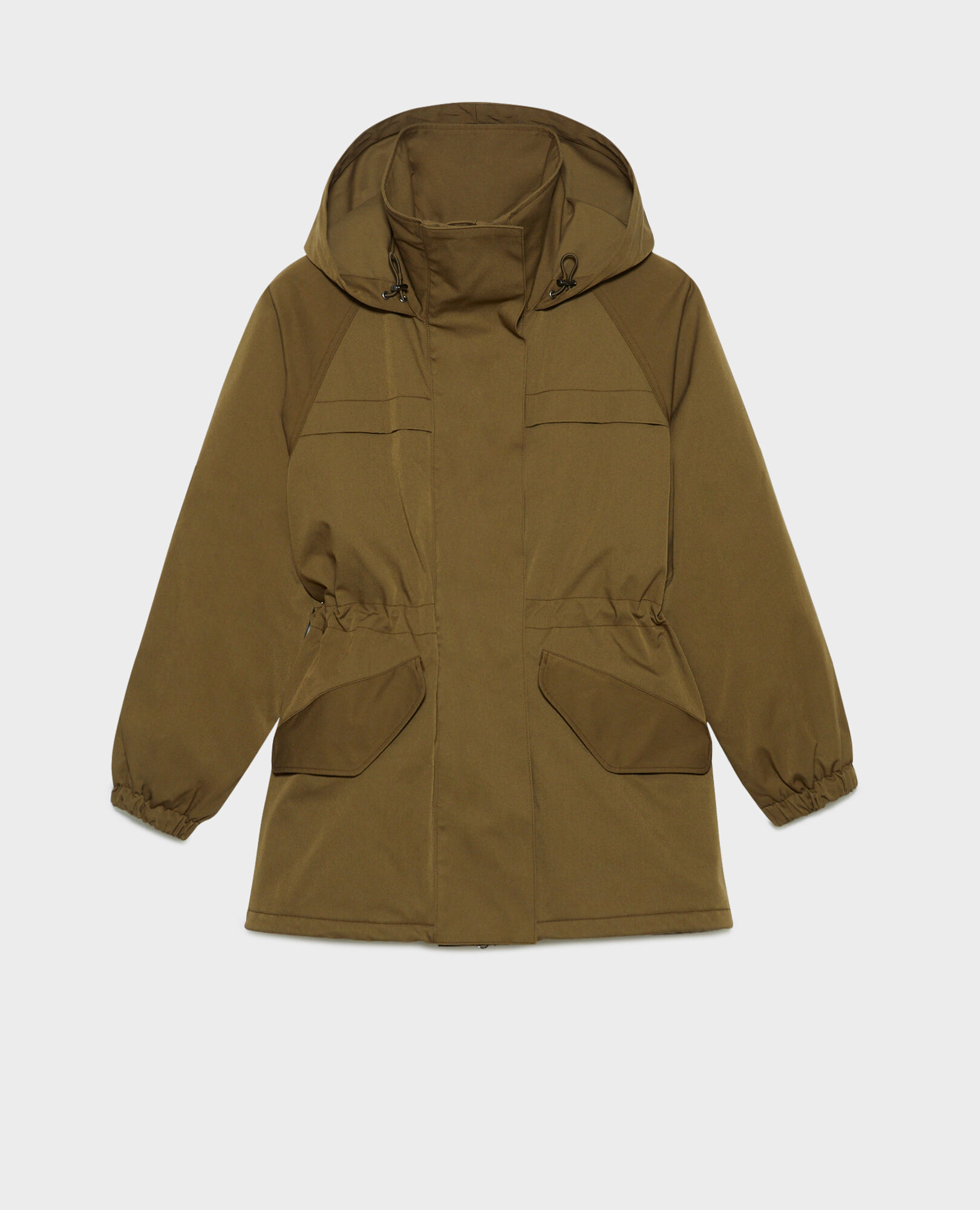 Mid-length parka solid khaki - Comptoir des Cotonniers