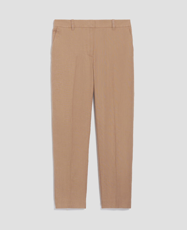 MARGUERITE - Linen cigarette trousers H330 tiger's eye