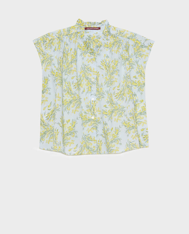 Cotton voile top 93 print blue