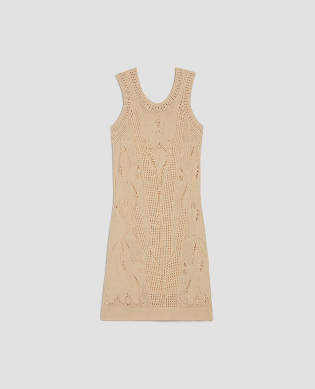 Floral crochet mini dress J300 natural