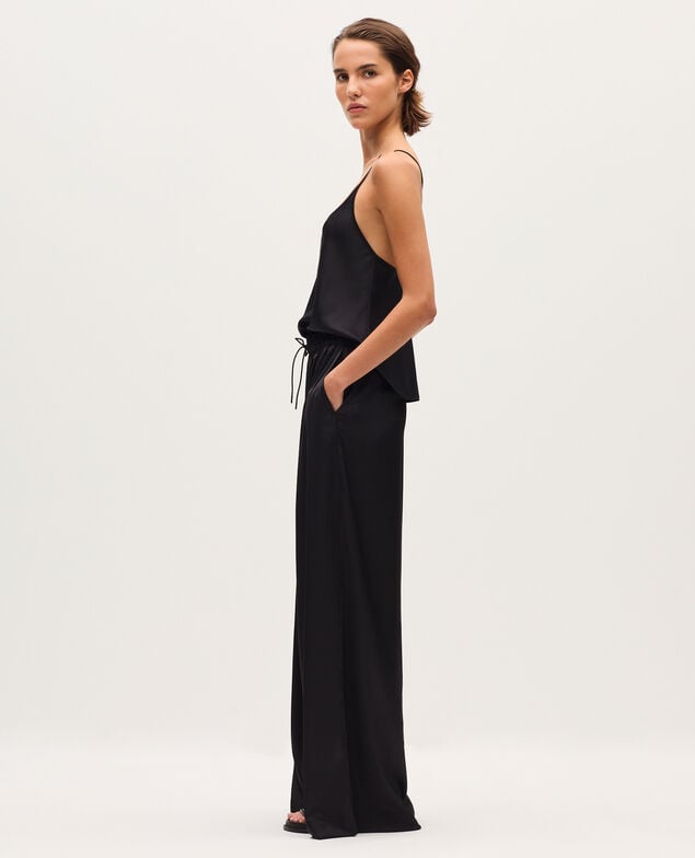 Wide silky trousers H091 black beauty