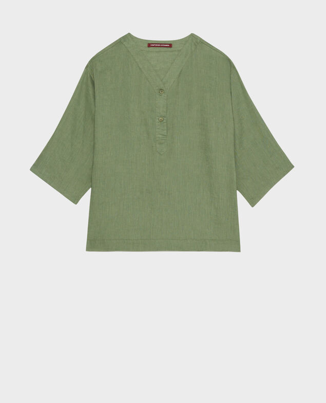 Linen tunic blouse 52 green