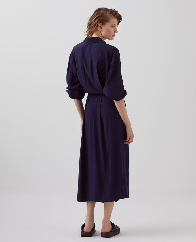 Silky shirt dress H694 baritone blue