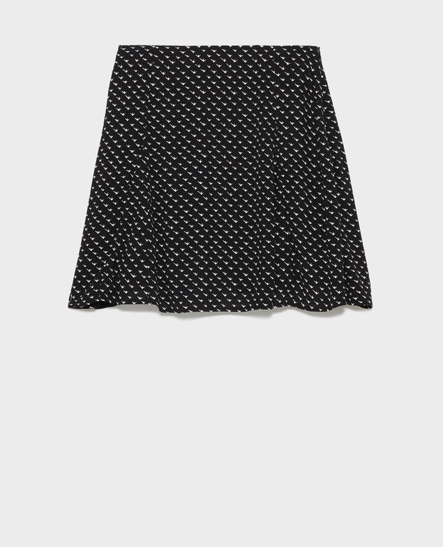 Printed mini skater skirt Birdy black