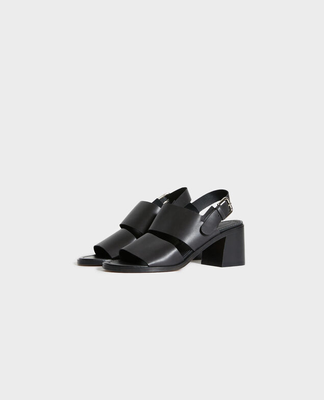 Leather heeled sandals 09 black