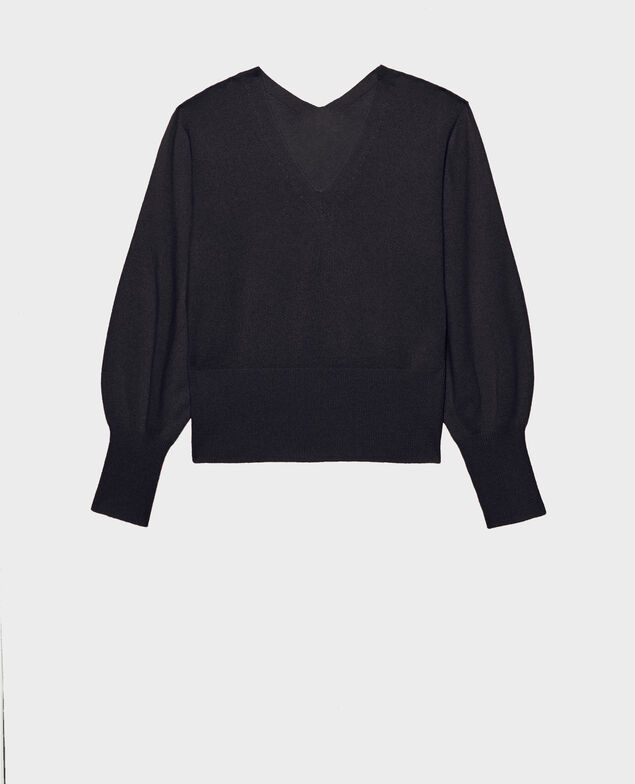 Fine 3D cashmere jumper with V-front and back Night sky