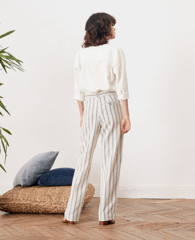Striped wide leg trousers Off white/navy stripes