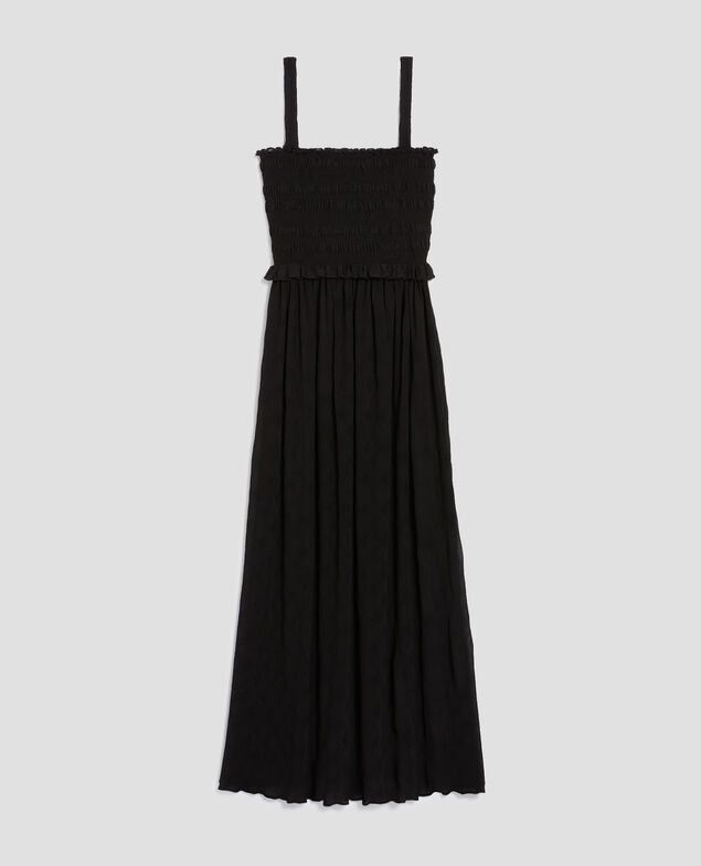 Silky smock maxi dress H091 black beauty