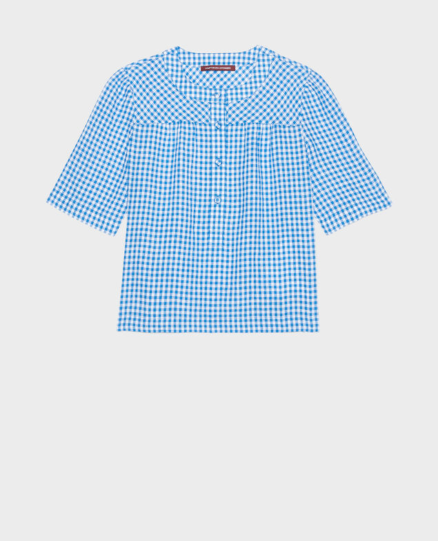 Linen blouse Vichy princess blue gardenia