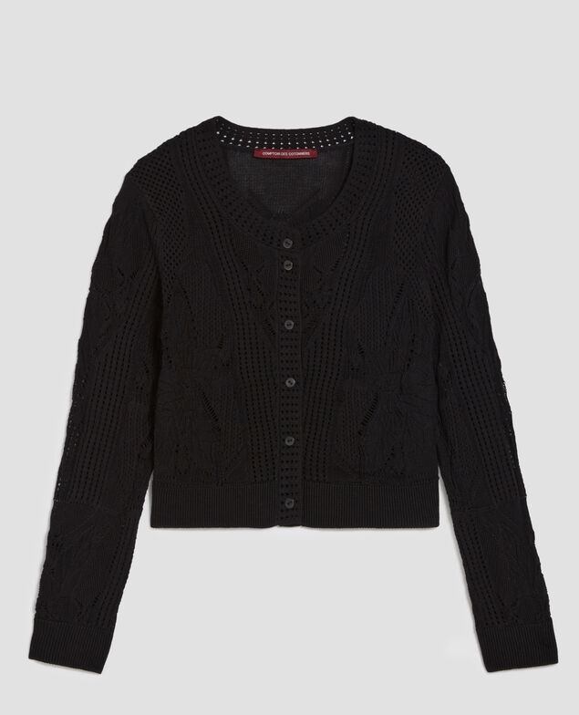 Floral crochet cardigan H091 black beauty