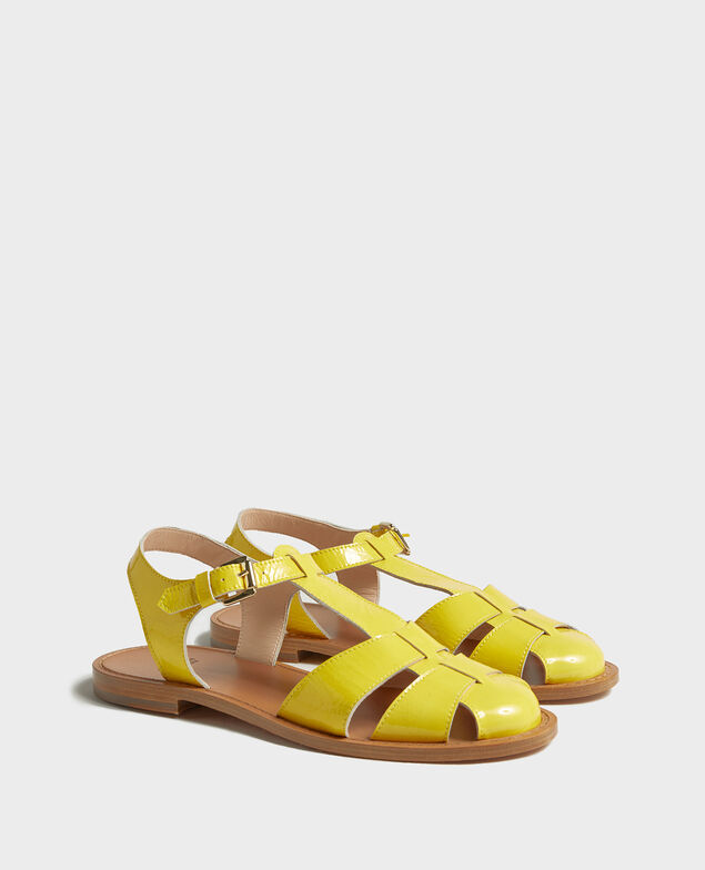 Patent leather sandals Maize