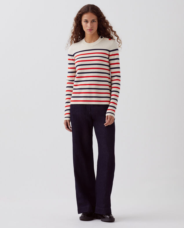 MADDY - Striped merino wool jumper H004 st_tricolore