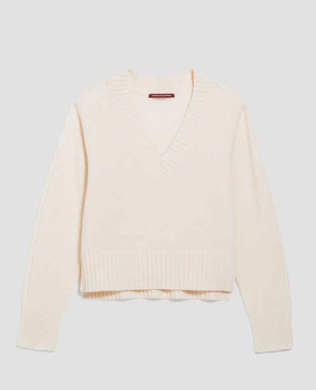 Cashmere V-neck jumper I300 pearled ivory