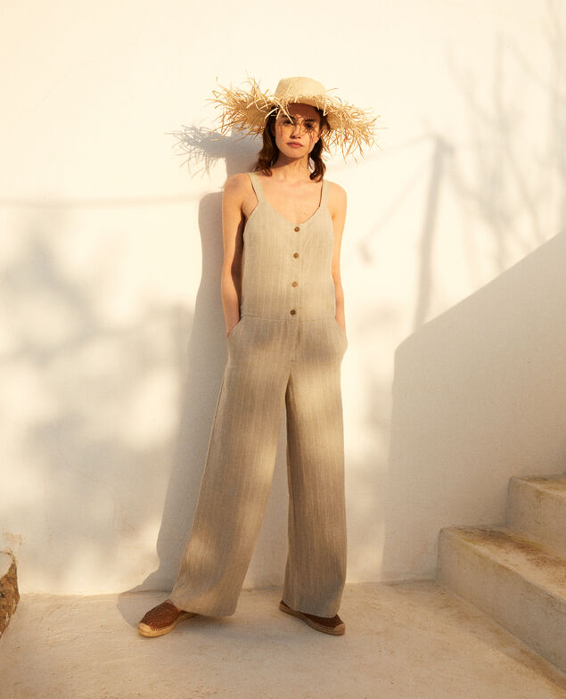 Linen jumpsuit Natural linen/off white