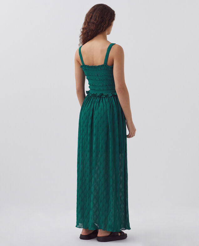 Silky smock maxi dress H644 spruced-up blue