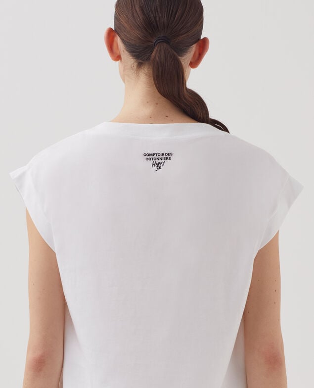 Boxy cotton t-shirt J000 white base 95