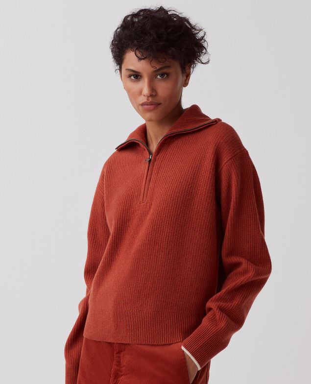 Half-zip wool jumper U270 orange