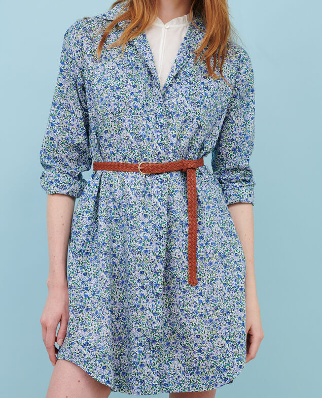 Cotton shirt dress 92 print blue