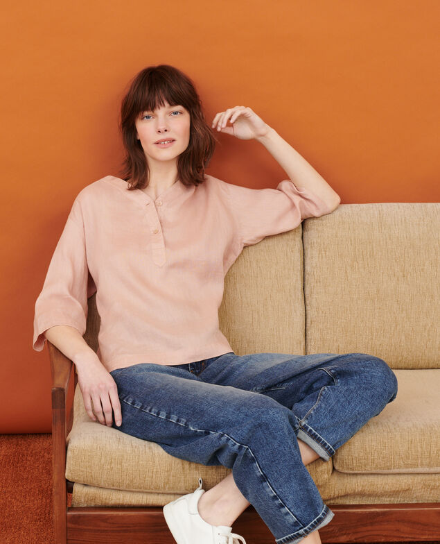 Linen tunic blouse 32 beige