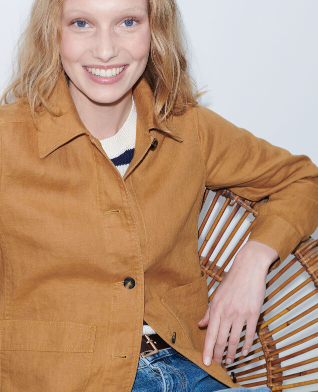 Panama linen work jacket 36 brown