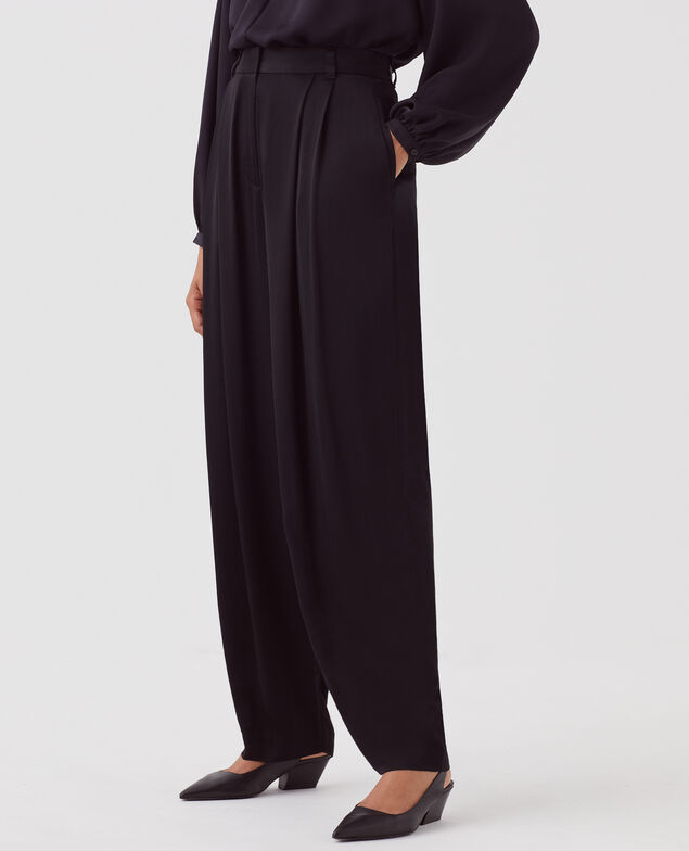 Loose silky trousers H091 black beauty
