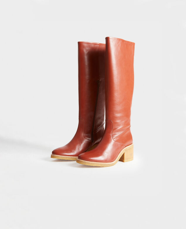 Leather boots with a crepe sole Brandy brown