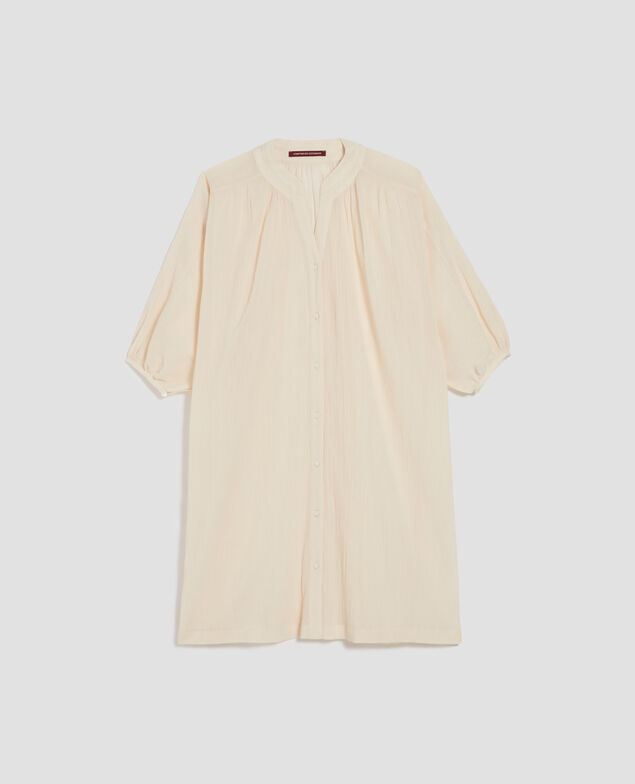 Loose crinkle cotton mini dress J300 natural