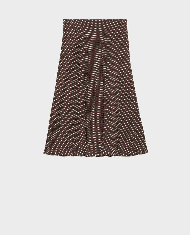 Silk skater skirt Little pois coffee bean