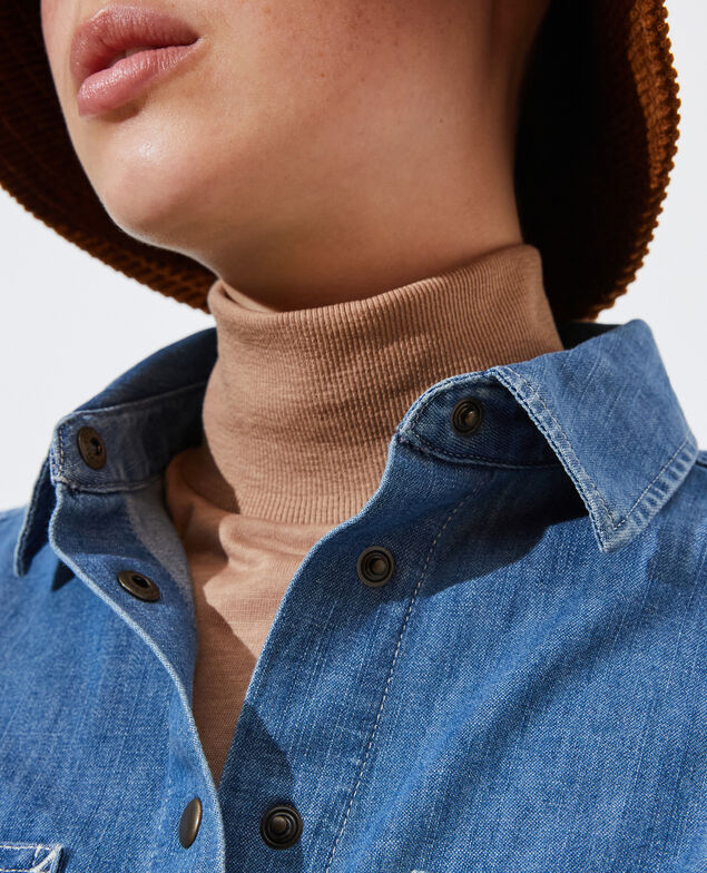 Denim shirt with asymmetric pockets Denim blue