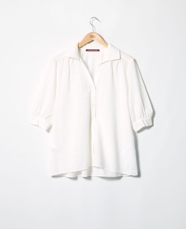 Embroidered cotton shirt Off white