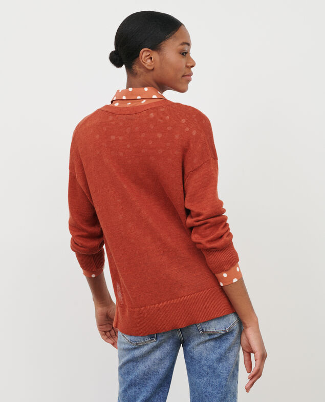 Linen cardigan 29 dark orange