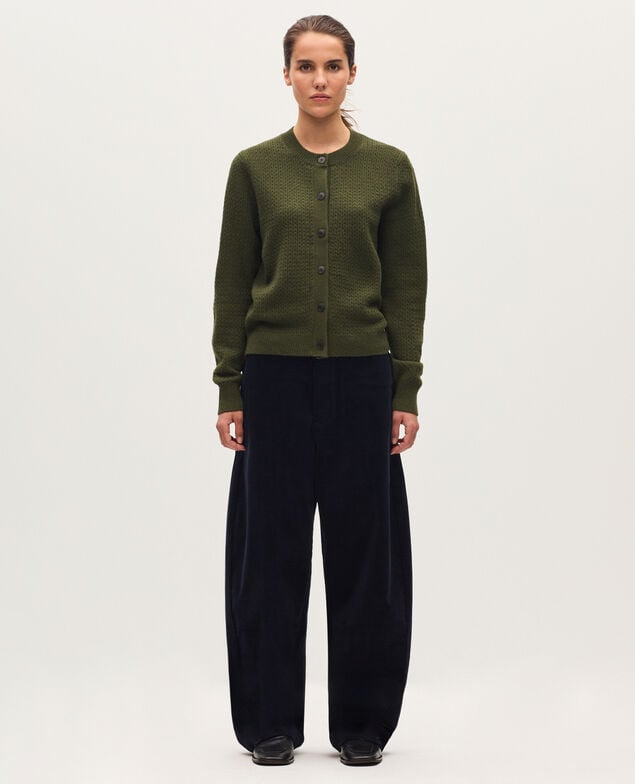 Round neck cardigan  U570 olive