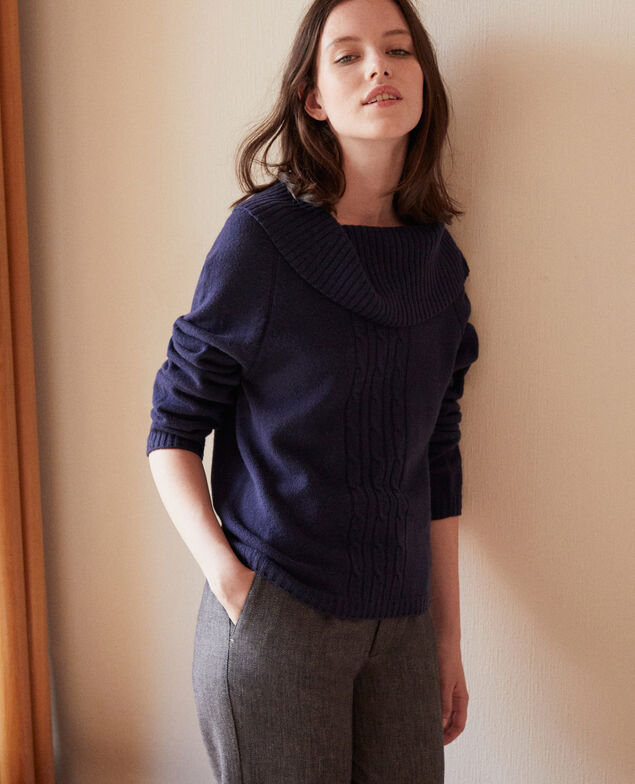 Jumper with cable stitch details Peacoat