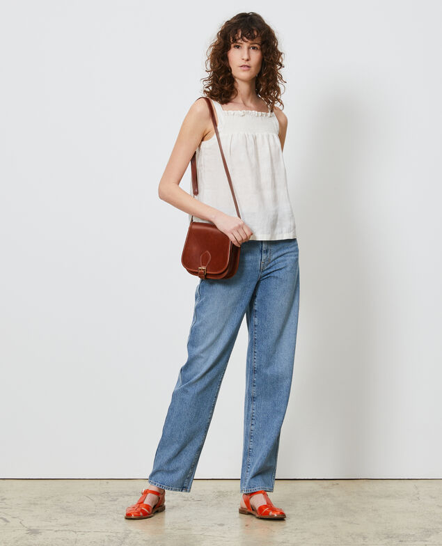 Strappy linen top Gardenia