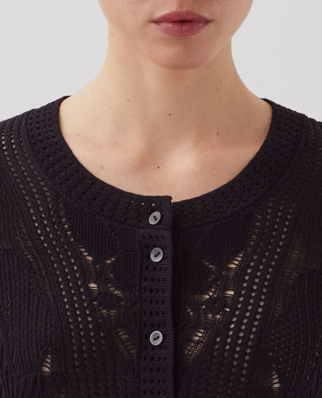Floral crochet cardigan H091 black beauty