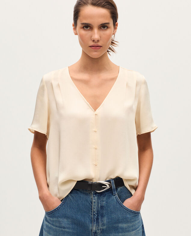 Silky V-neck blouse J300 natural
