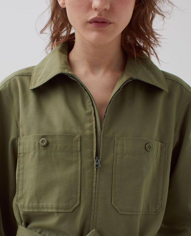 Zip-up cargo jumpsuit I560 covert green