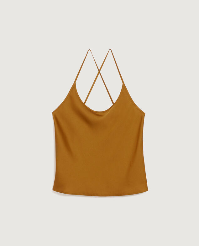 Silky top with spaghetti straps K340 bone brown
