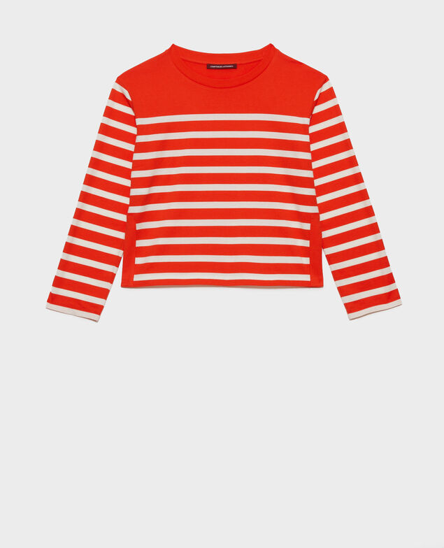 Long-sleeve striped t-shirt Stp spicyorange white
