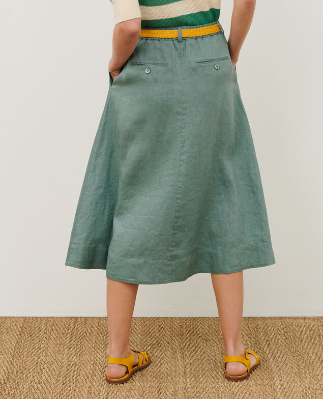 Linen midi skirt 0381 dark forest