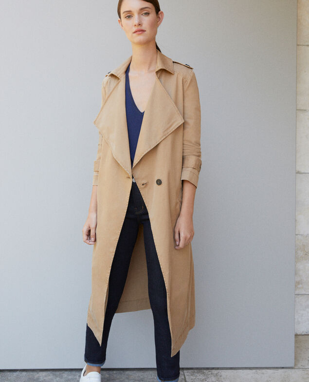 Long floaty trench coat Chamois rose