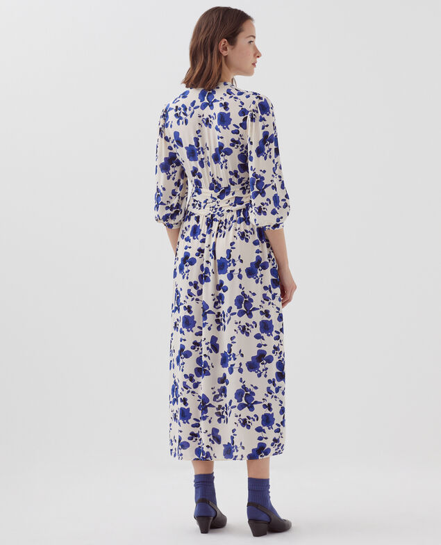 Silky maxi dress I302 floral white