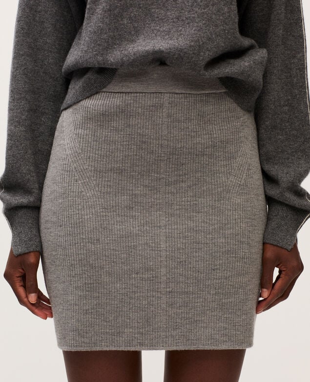 Merino wool mini skirt K030 mel light gray