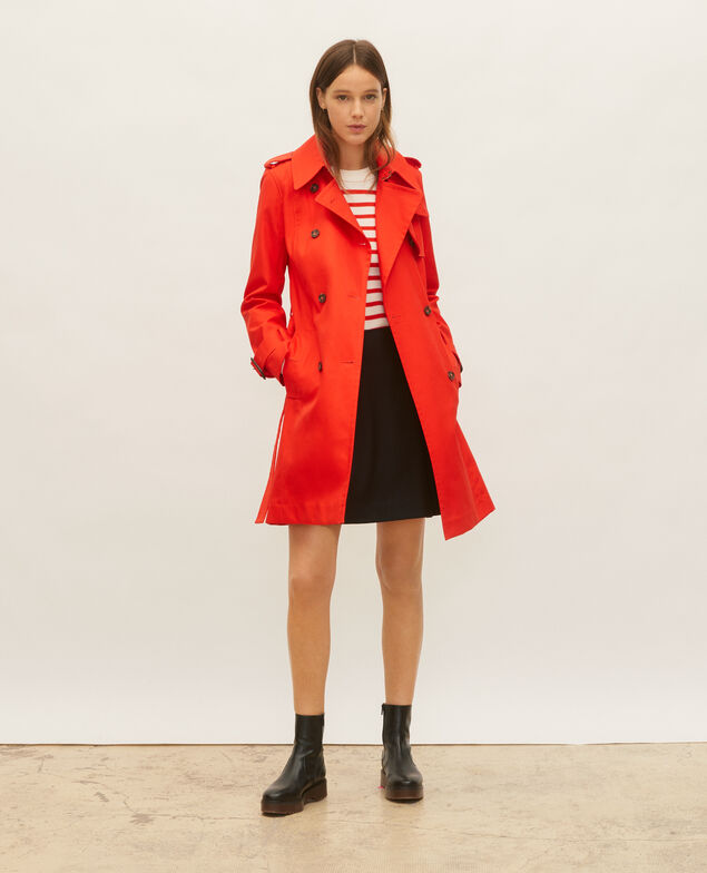 CATHERINE - Iconic cotton trench Fiery red