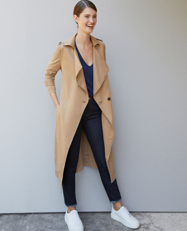Long floaty trench coat Chamois rose