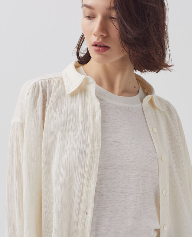 Pleated cotton blouse H303 white swan