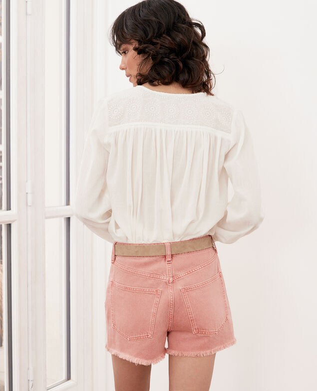 Blouse with lace  Blanc